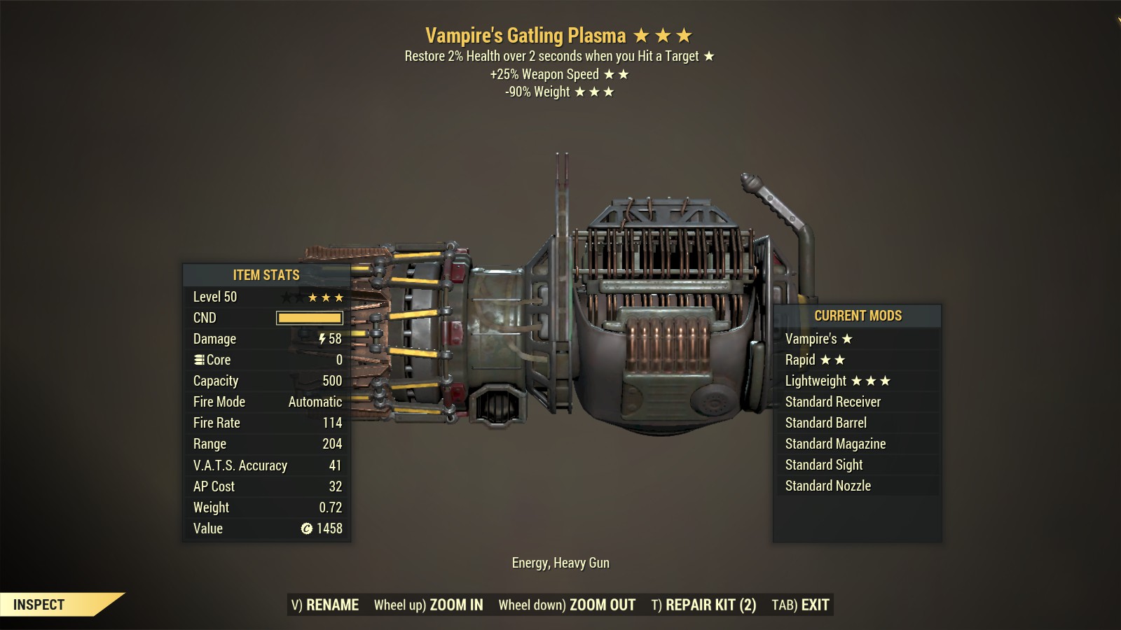 Vampire's【Rapid + Lightweight】Gatling Plasma